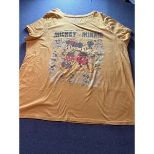 Disney Mickey and Minnie Mouse‎ Graphic T-Shirt Mustard Yellow Women XXL